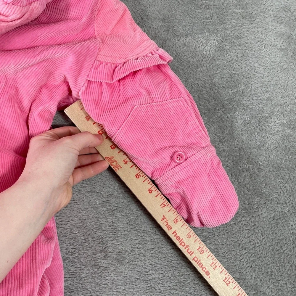 OshKosh Corduroy Snowsuit Baby 12M Pink Floral Hooded Bunting Vintage‎ 90s